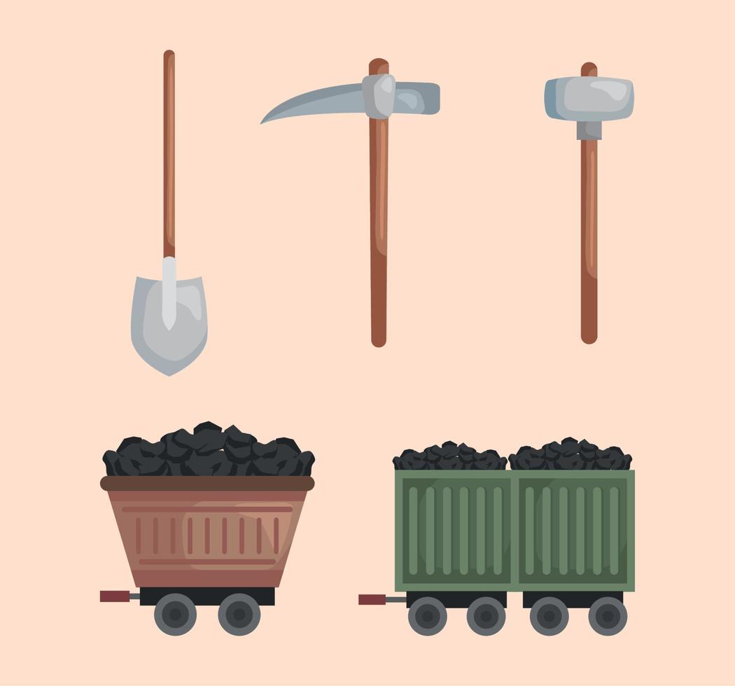 five mine industry icons vector