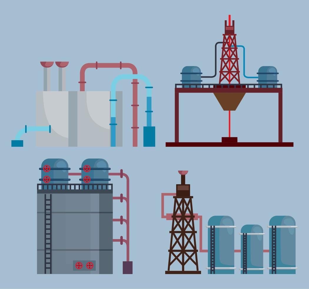 four fracking plants vector