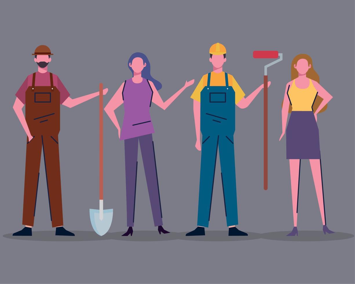 professionals workers characters vector