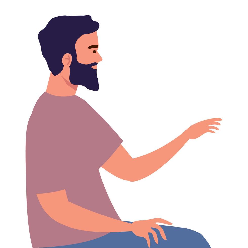 bearded man in driving position vector