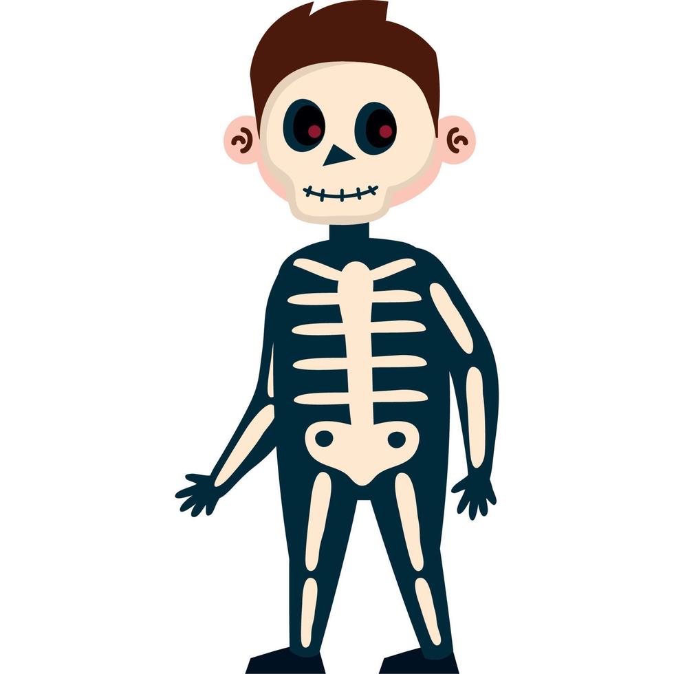 boy with skeleton disguise vector