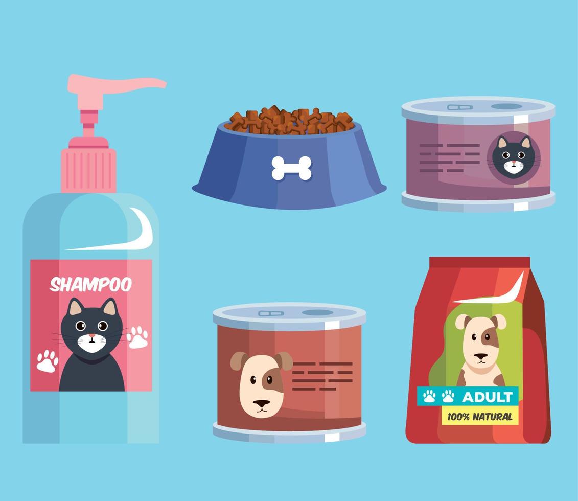 five pet shop icons vector