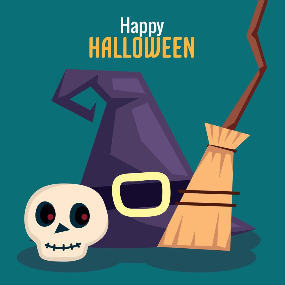 happy halloween lettering poster vector