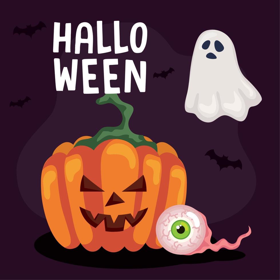 halloween lettering card vector