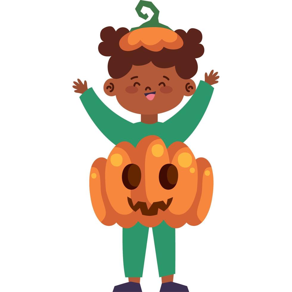 girl with pumpkin disguise vector