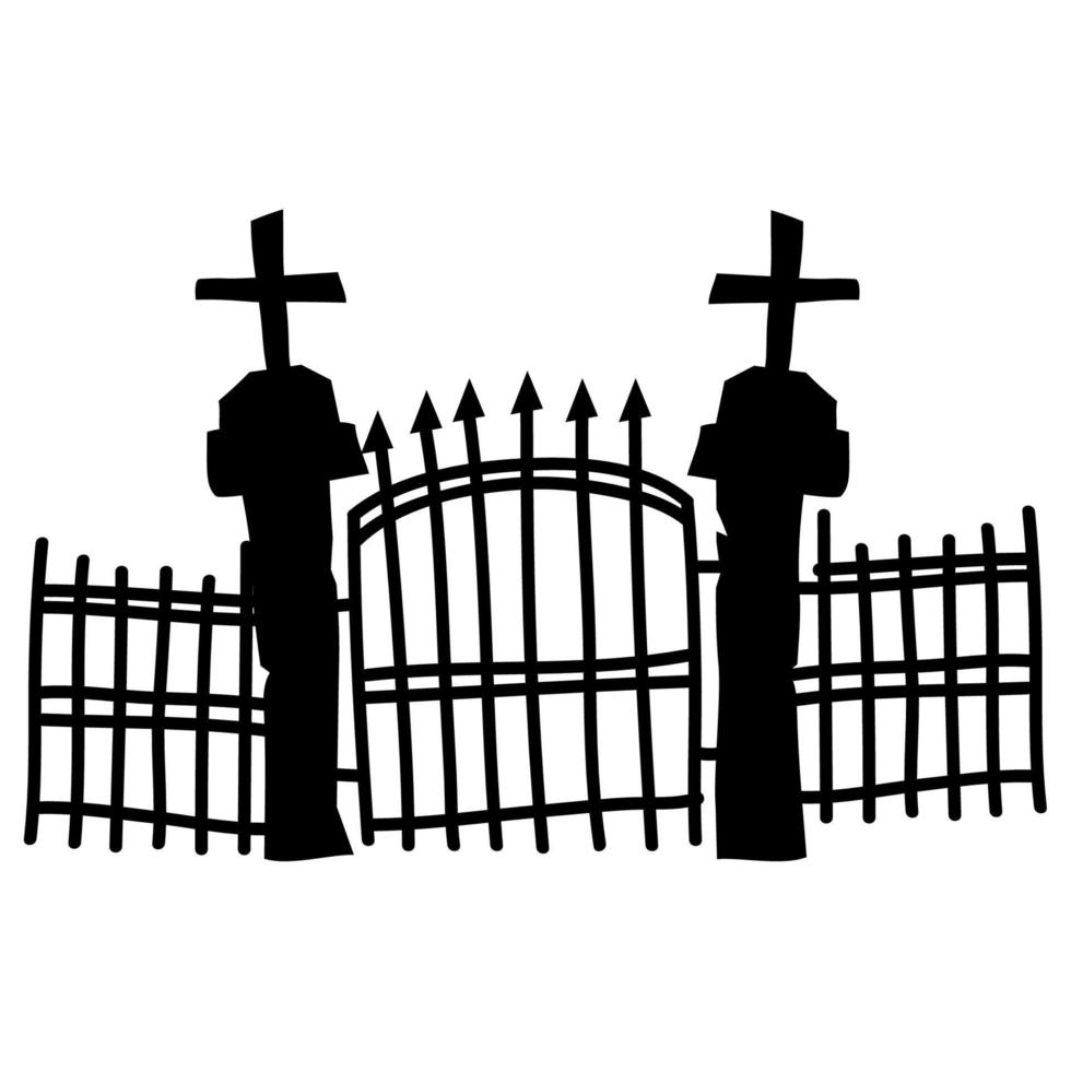 puerta del cementerio con cruces vector