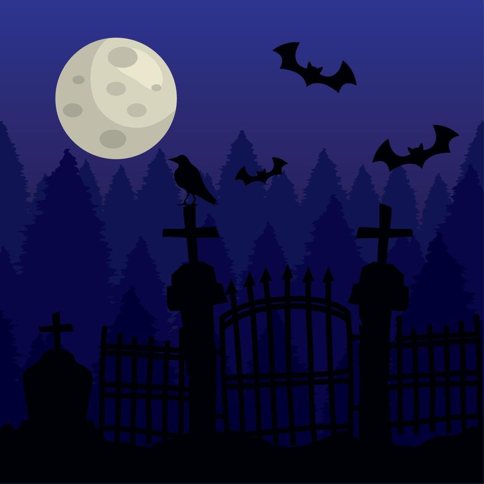 bats in cemetery vector