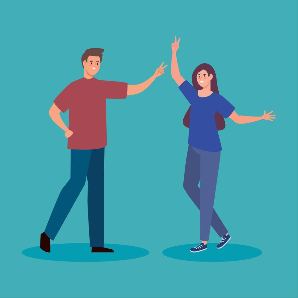 young couple dancing vector