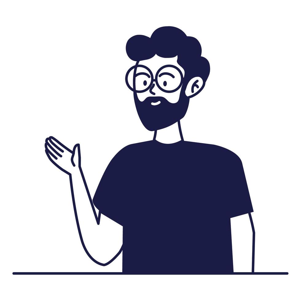 bearded man avatar character vector