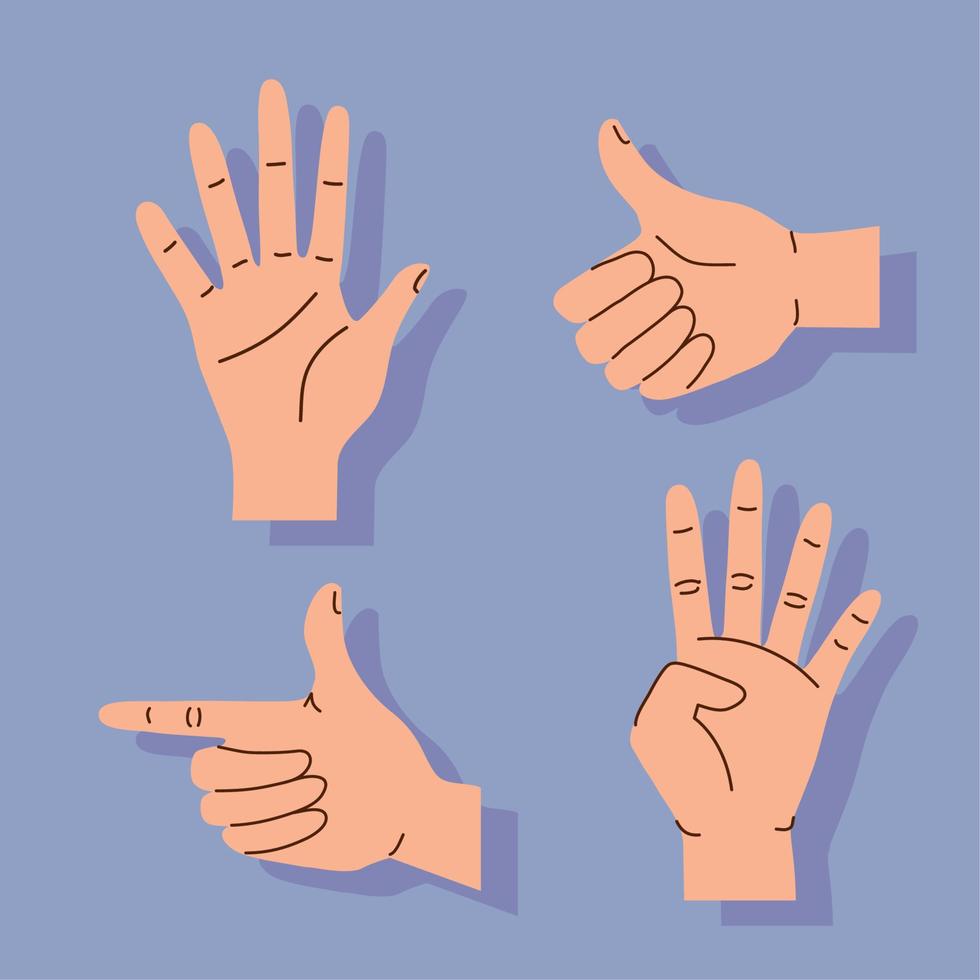 hands human four gestures vector