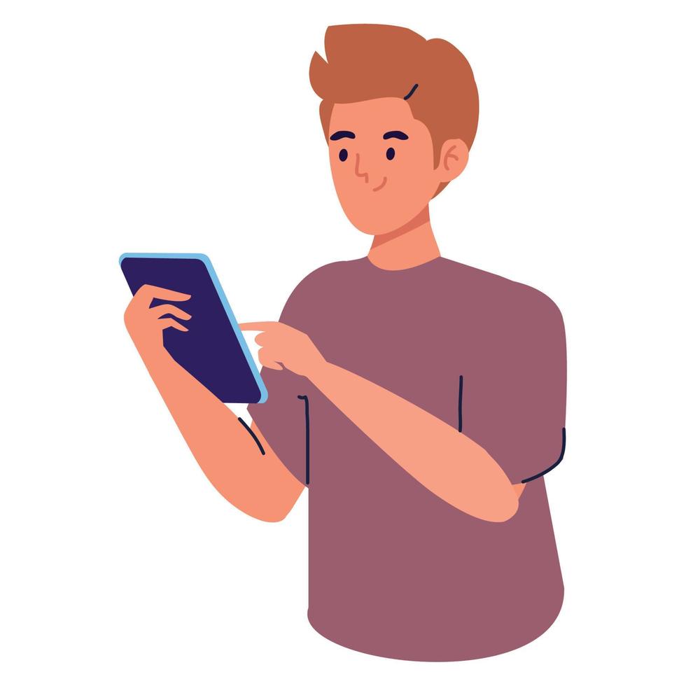 hombre usando un teléfono inteligente vector