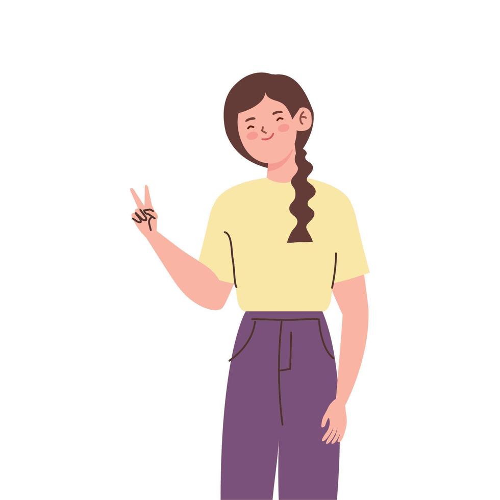 mujer joven coreana vector