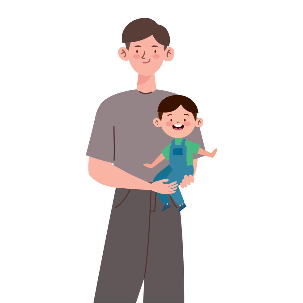 korean father and son vector