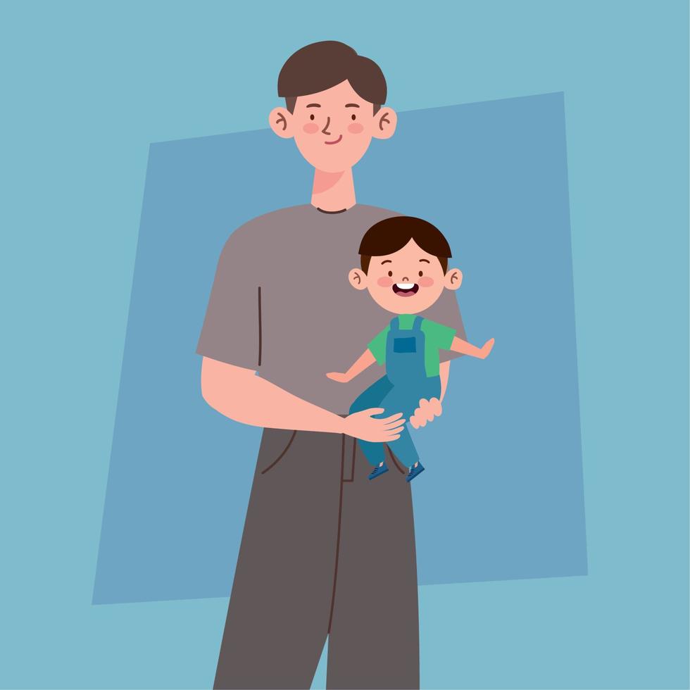 korean dad and son vector