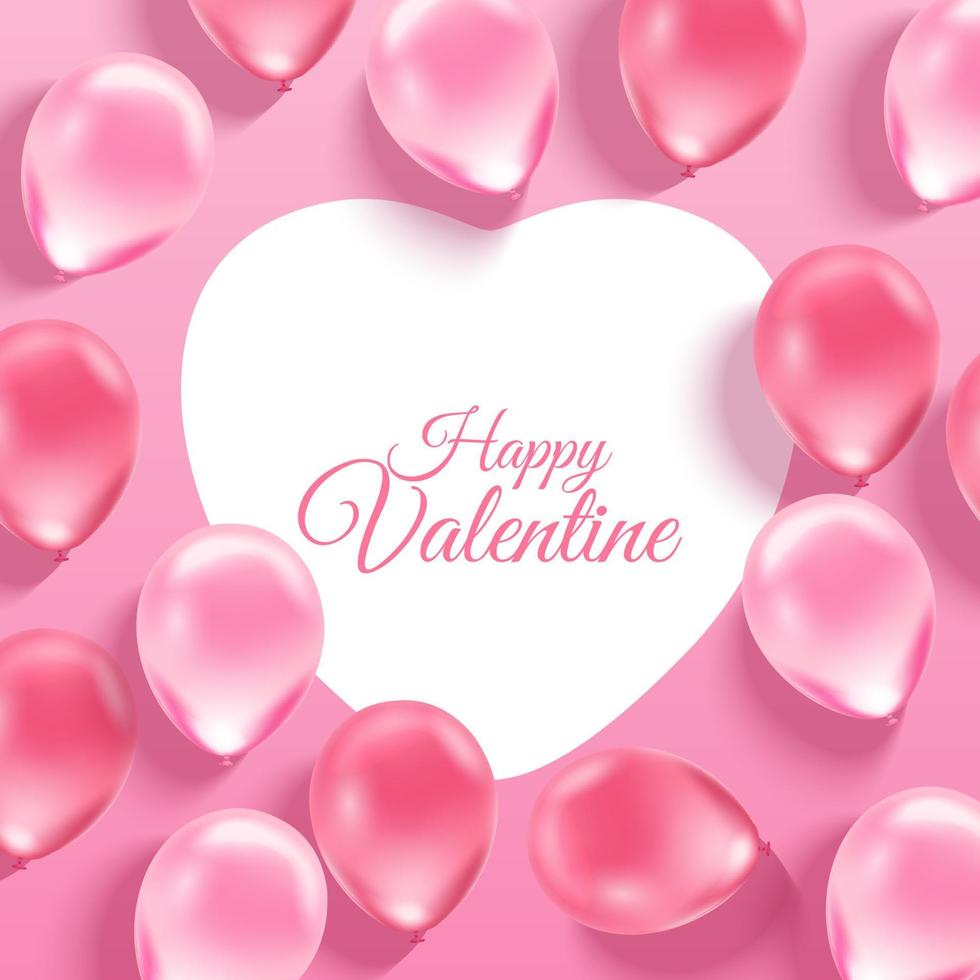 fondo rosa del día de san valentín con globos realistas en 3d sobre fondo rosa vector