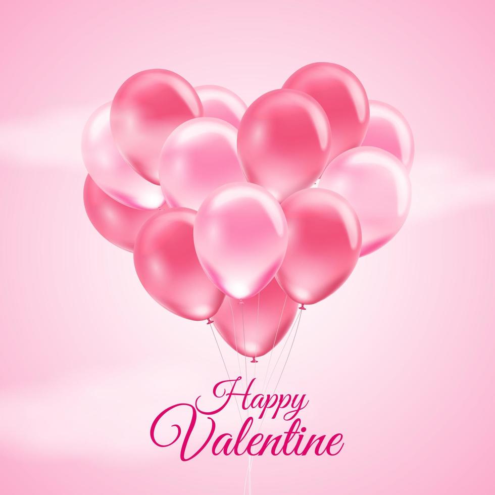 fondo rosa del día de san valentín con globos realistas en 3d sobre fondo rosa vector