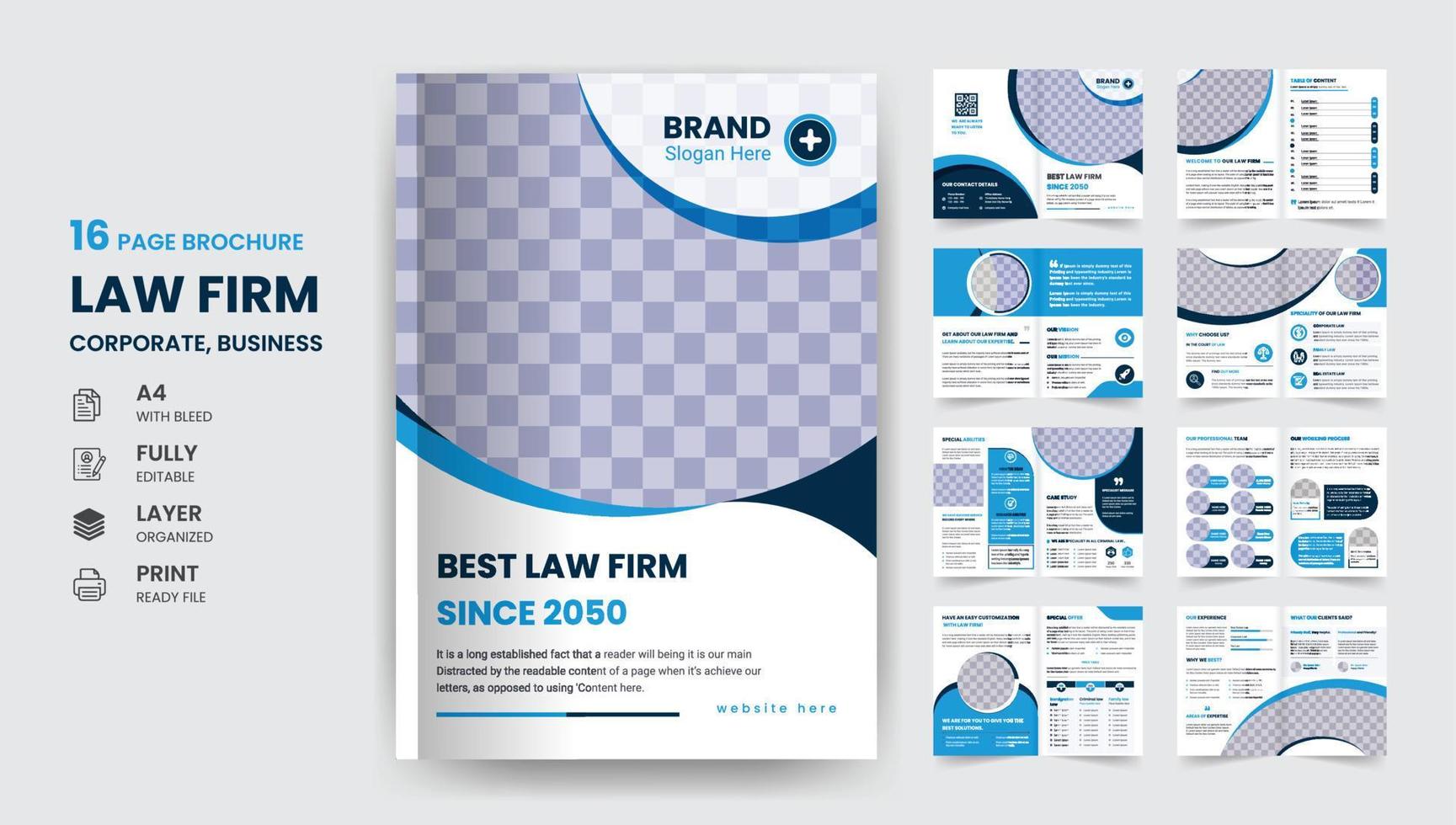 16 Page corporate law firm business company brochure vector