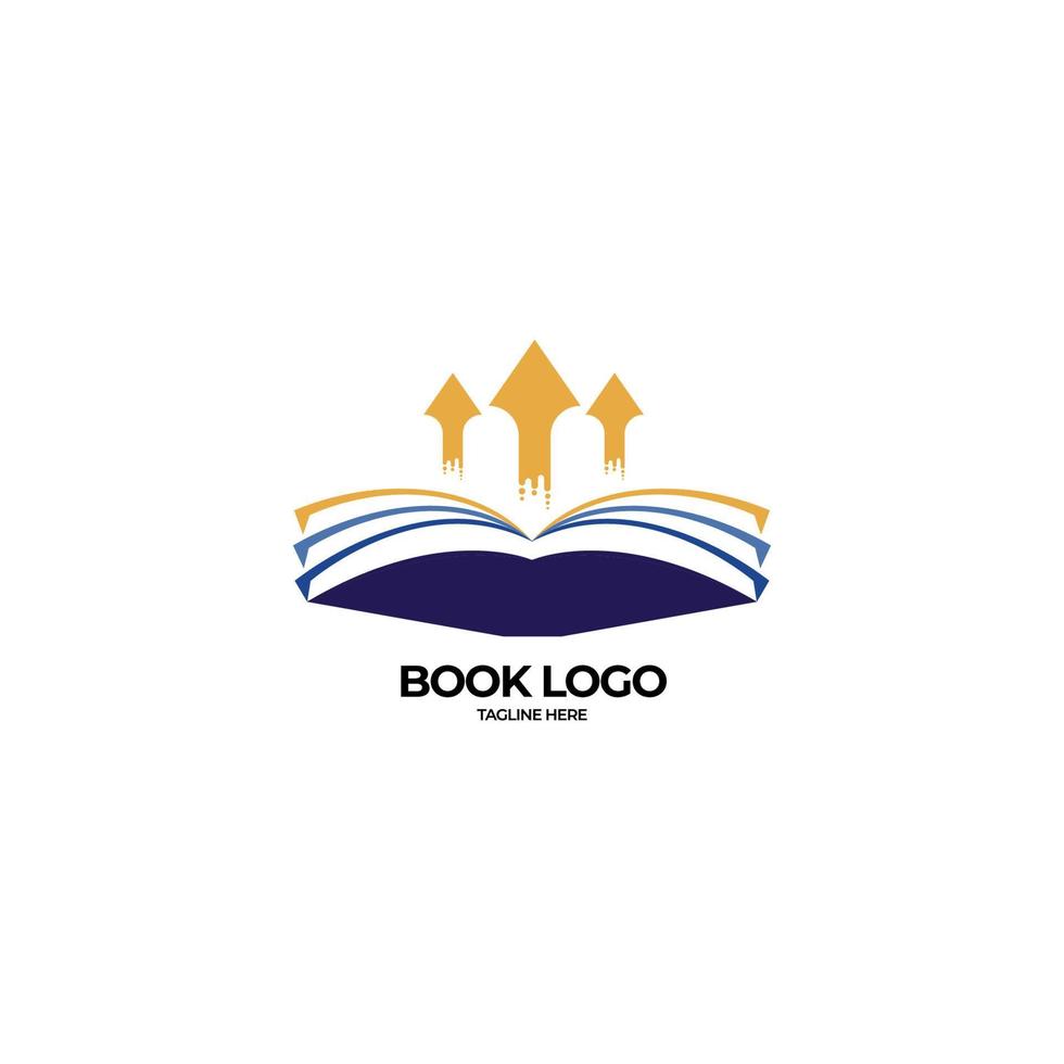 plantilla de diseño de libro de logotipo moderno con ilustración de vector de flecha