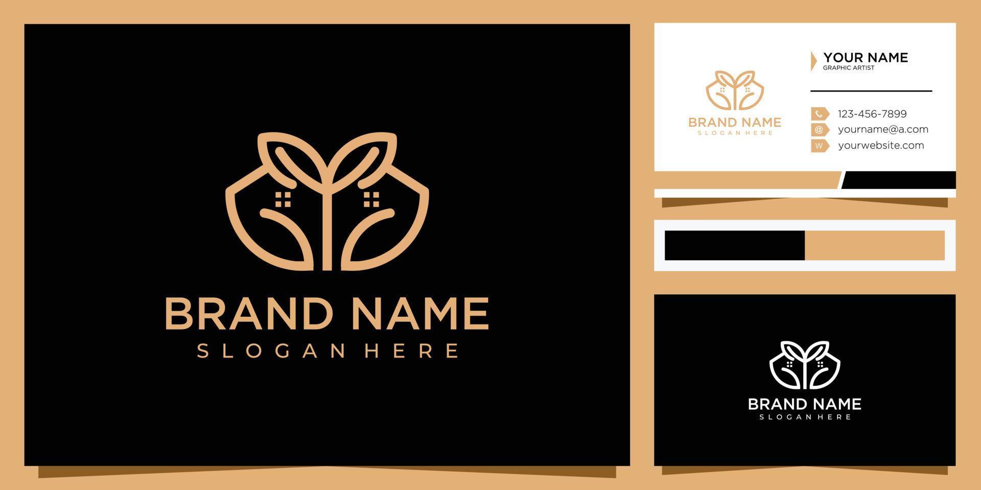 Flower abstract logo design with business card vector