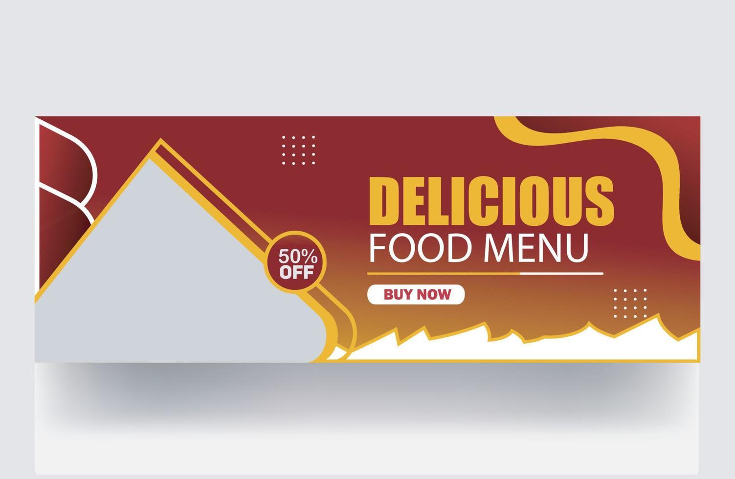 menú de oferta de restaurante diseño de publicación en redes sociales comida deliciosa banner de menú pizza hamburguesa pollo frito diseño de portada banner de portada de publicación plantilla de diseño en miniatura vector