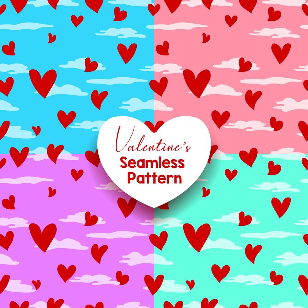 Set of heart seamless pattern background. Abstract and stylish decorative valentine day ornament. Vector illustration