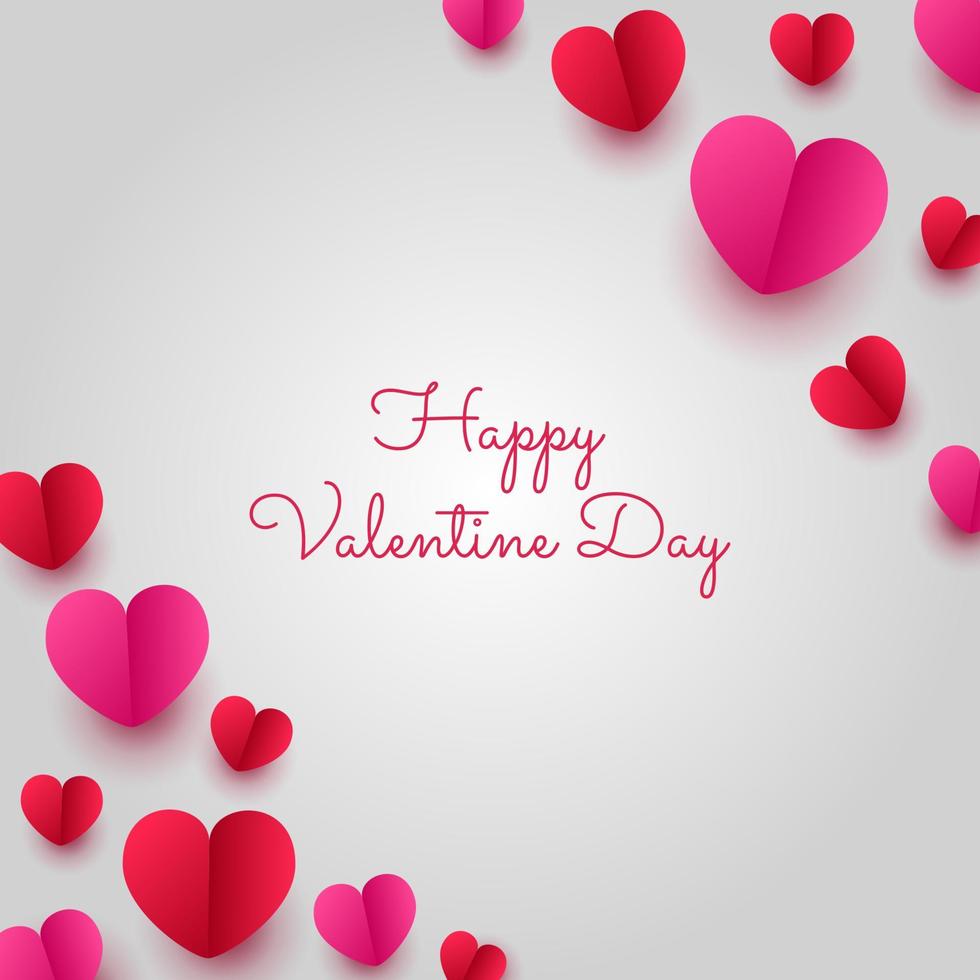 Happy valentines day paper cut style with colorful heart shape in white background vector