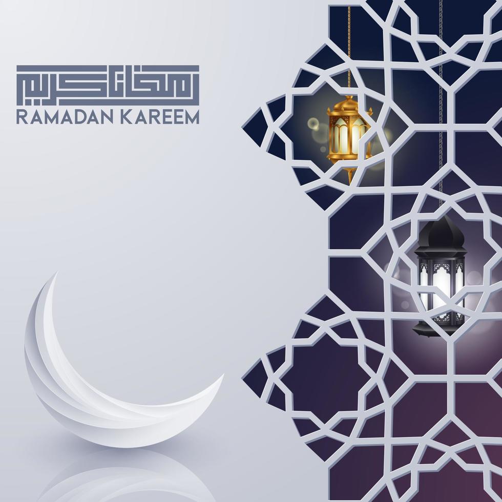 Ramadan kareem greeting card template islamic with geomteric pattern. vector illustration