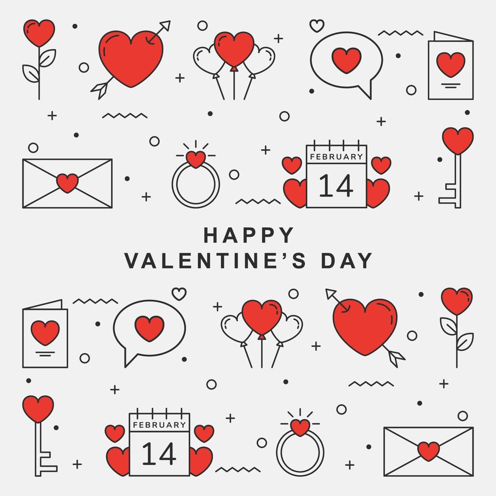 set of valentine's day icon on white background vector