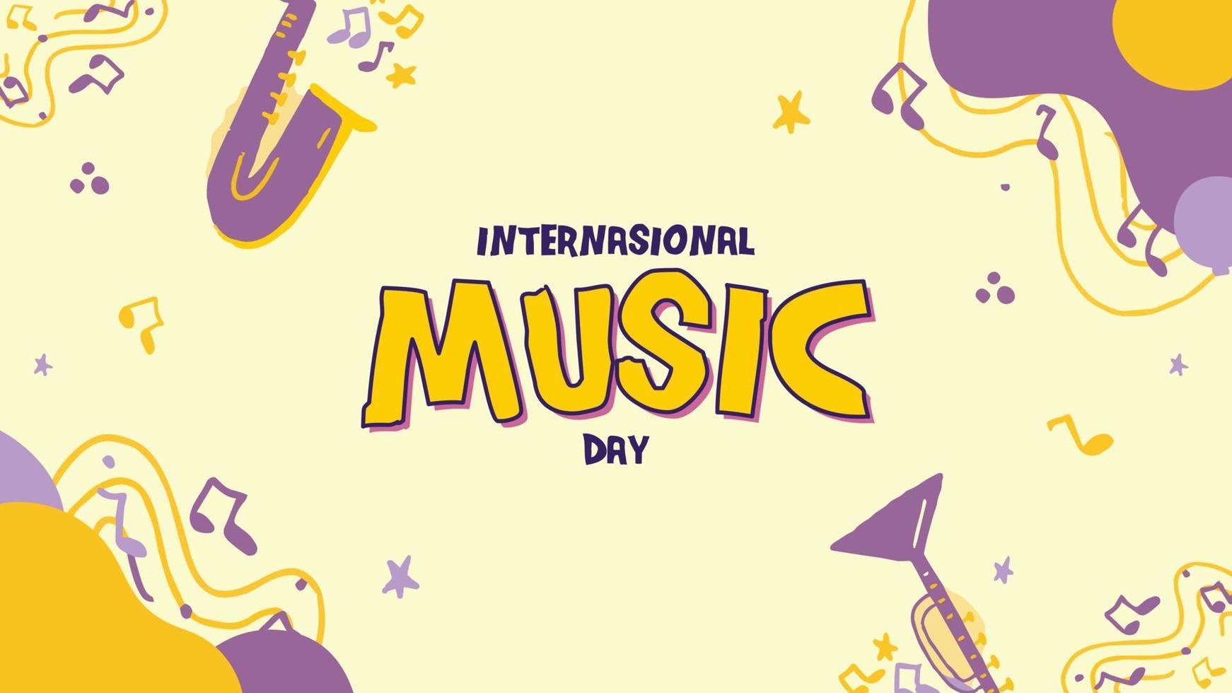 Hand drawn banner celebrating international music day vector