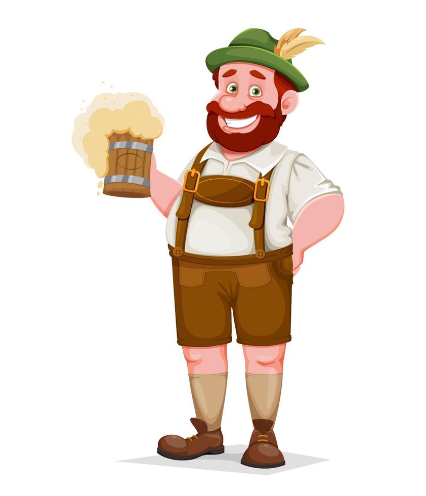 Man in Bavarian clothes. Beer festival Oktoberfest vector