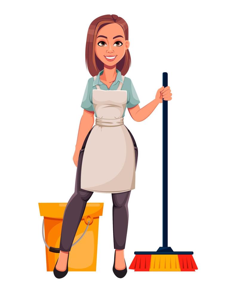 Housewife concept, young pretty stylish woman vector