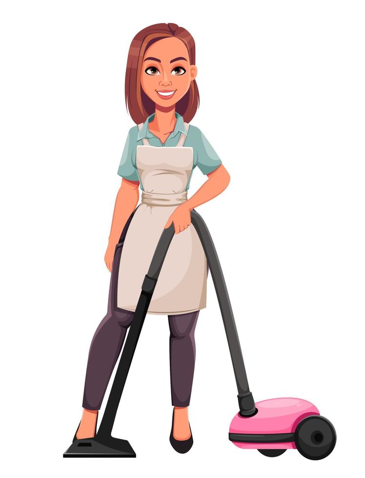 Housewife concept, young pretty stylish woman vector