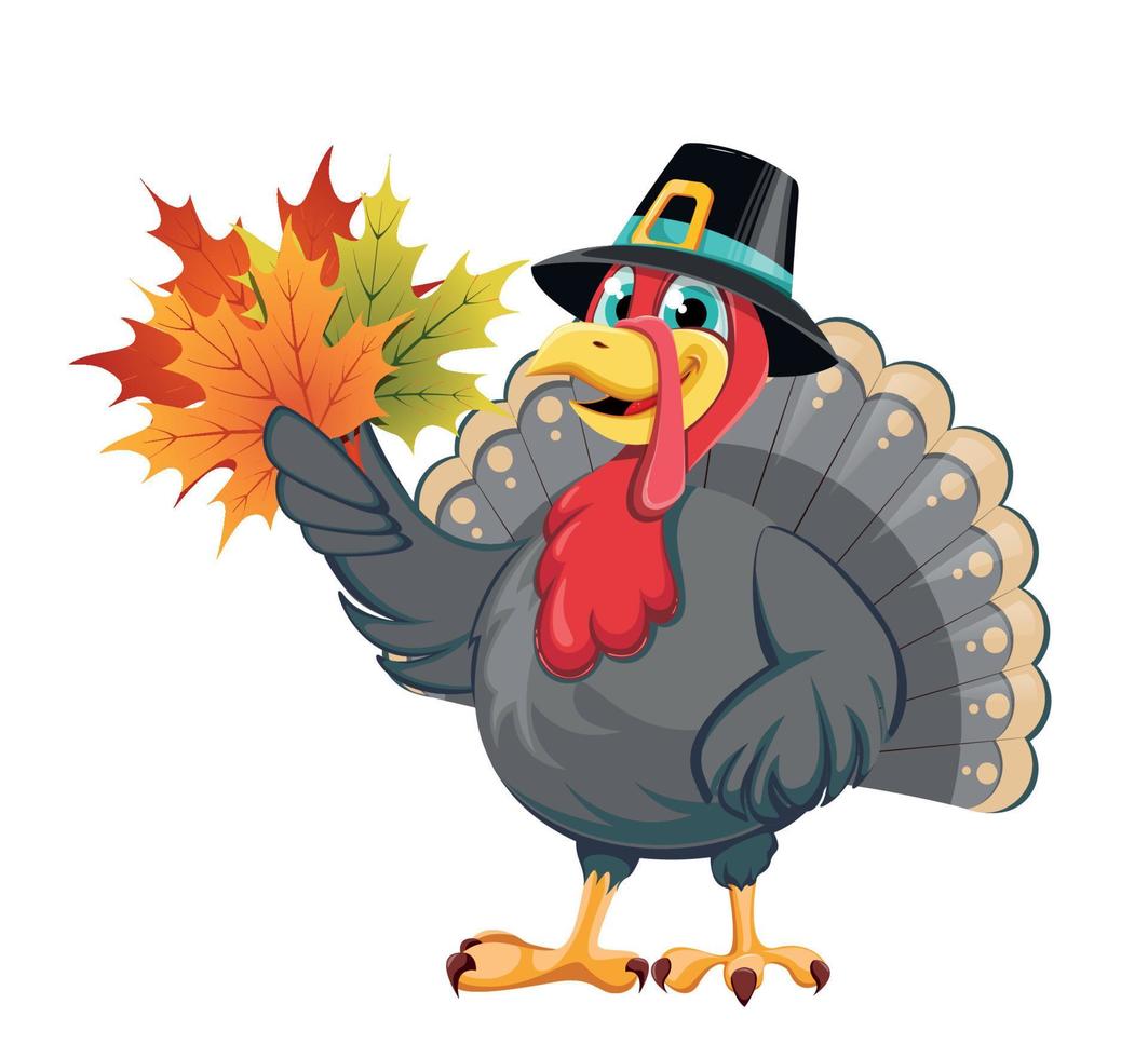 Happy Thanksgiving. Funny cartoon turkey bird vector
