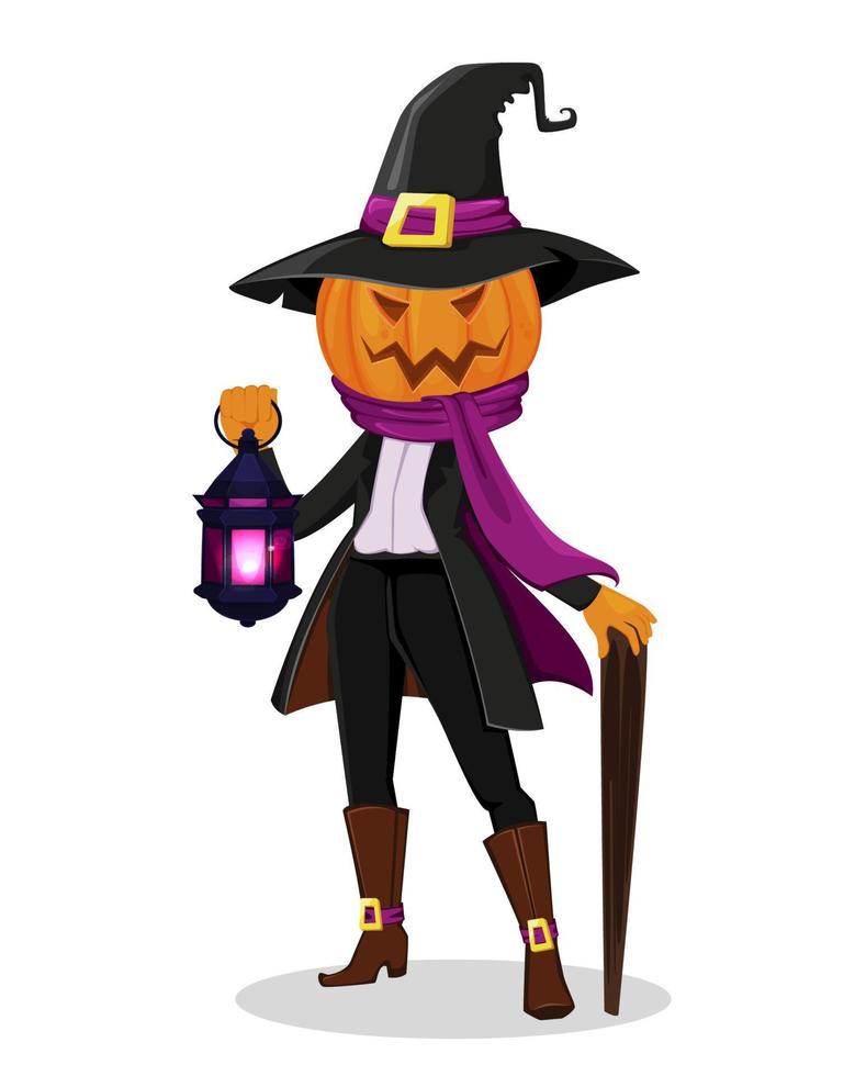 Jack O' Lantern with pumpkin instead of head vector