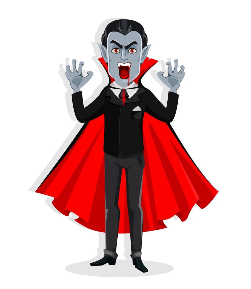feliz Halloween. guapo vampiro de dibujos animados vector