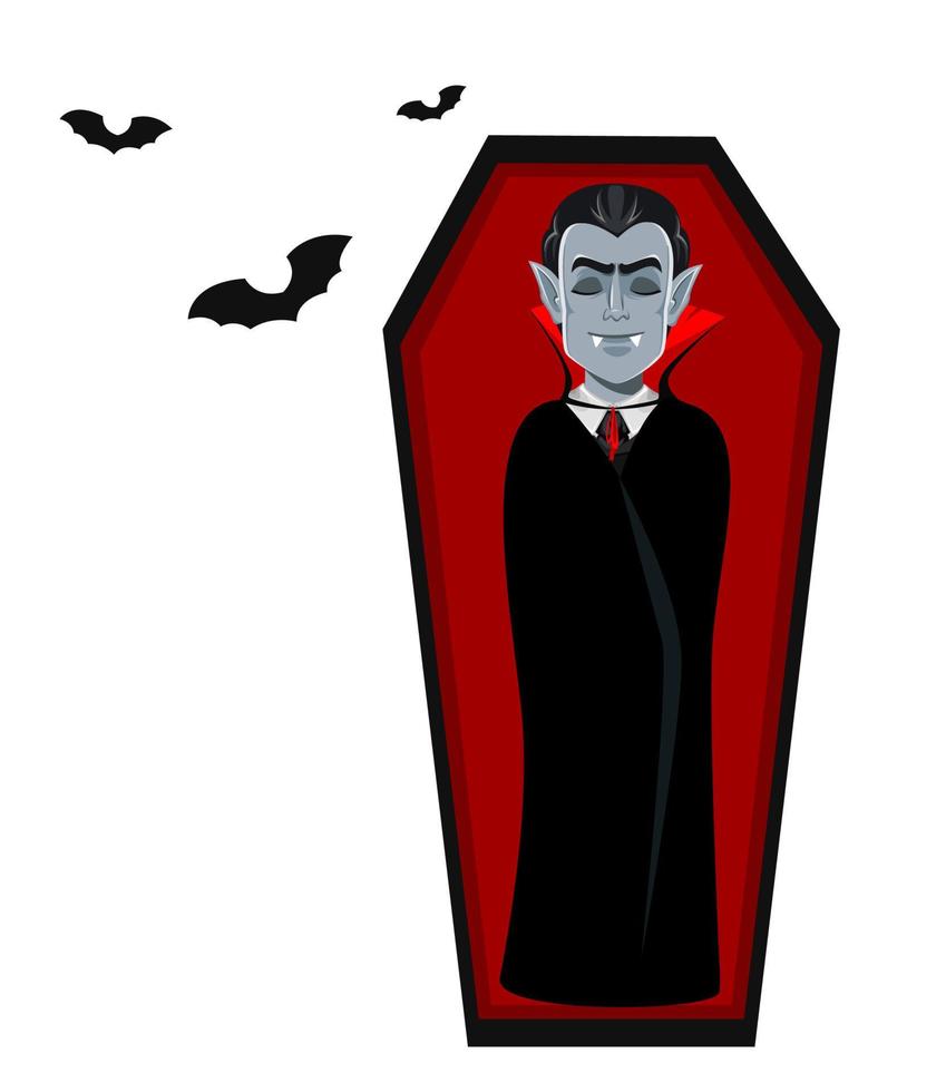 feliz Halloween. guapo vampiro de dibujos animados vector