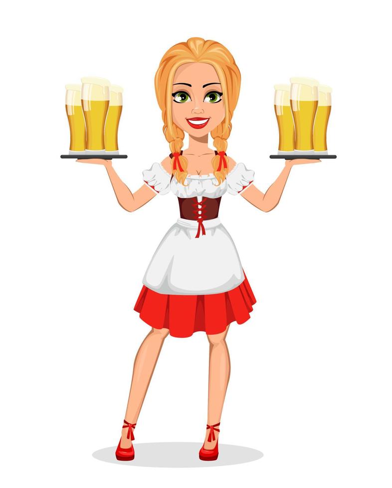 Oktoberfest. Young girl wearing Bavarian costume vector
