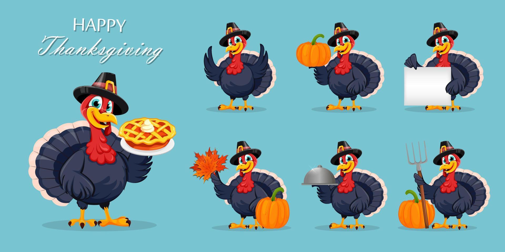 Happy Thanksgiving Day. Funny Turkey bird vector