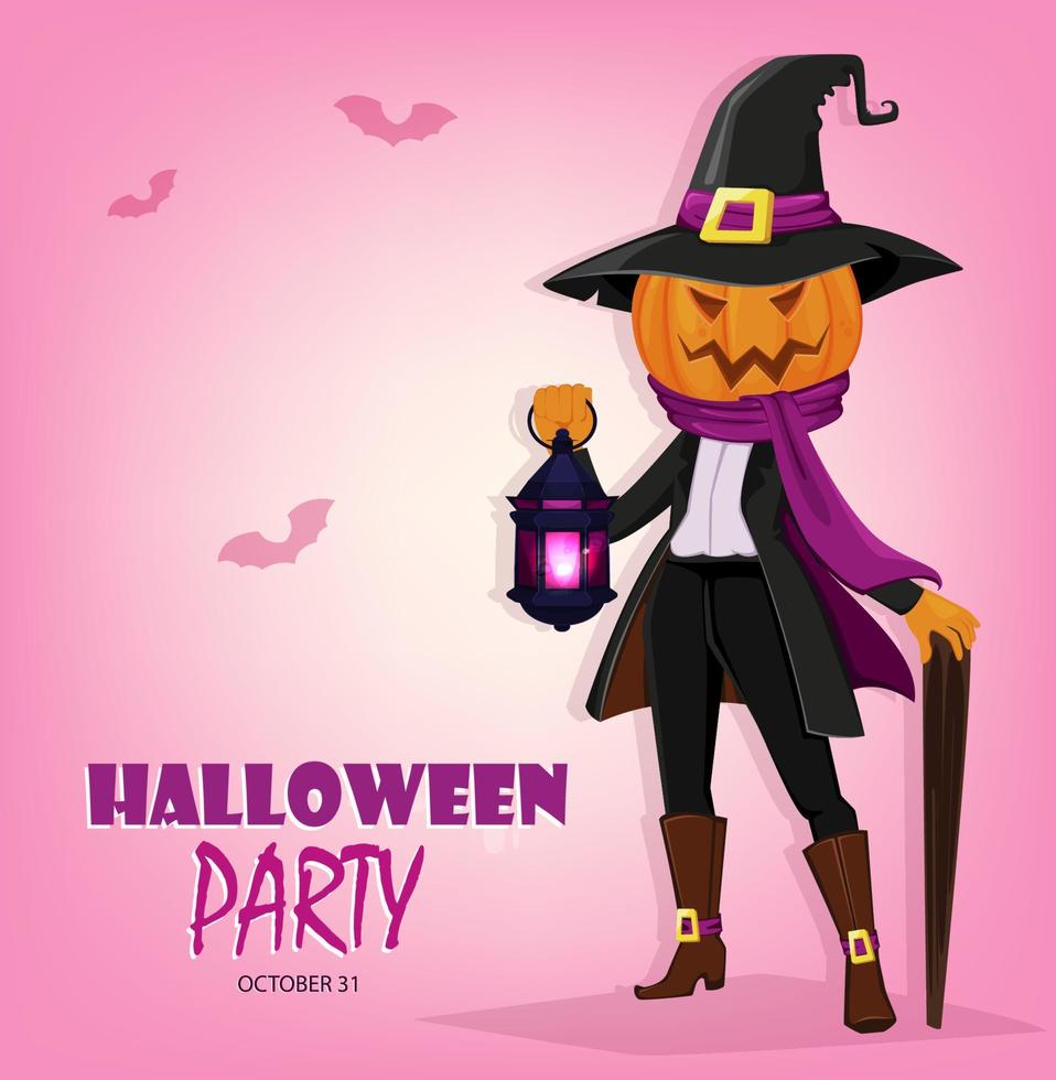 Jack O' Lantern with pumpkin instead of head vector