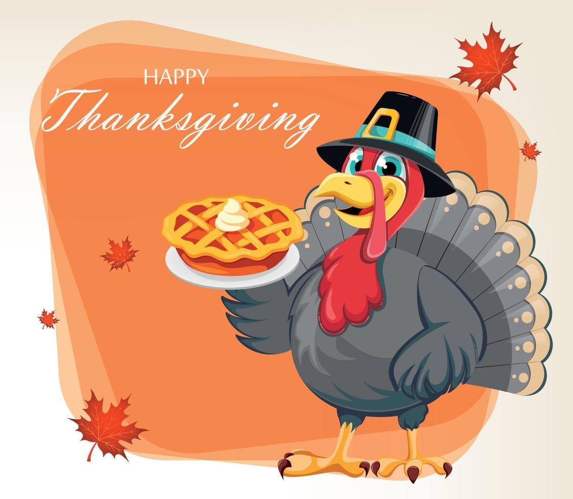 Happy Thanksgiving. Funny cartoon turkey bird vector