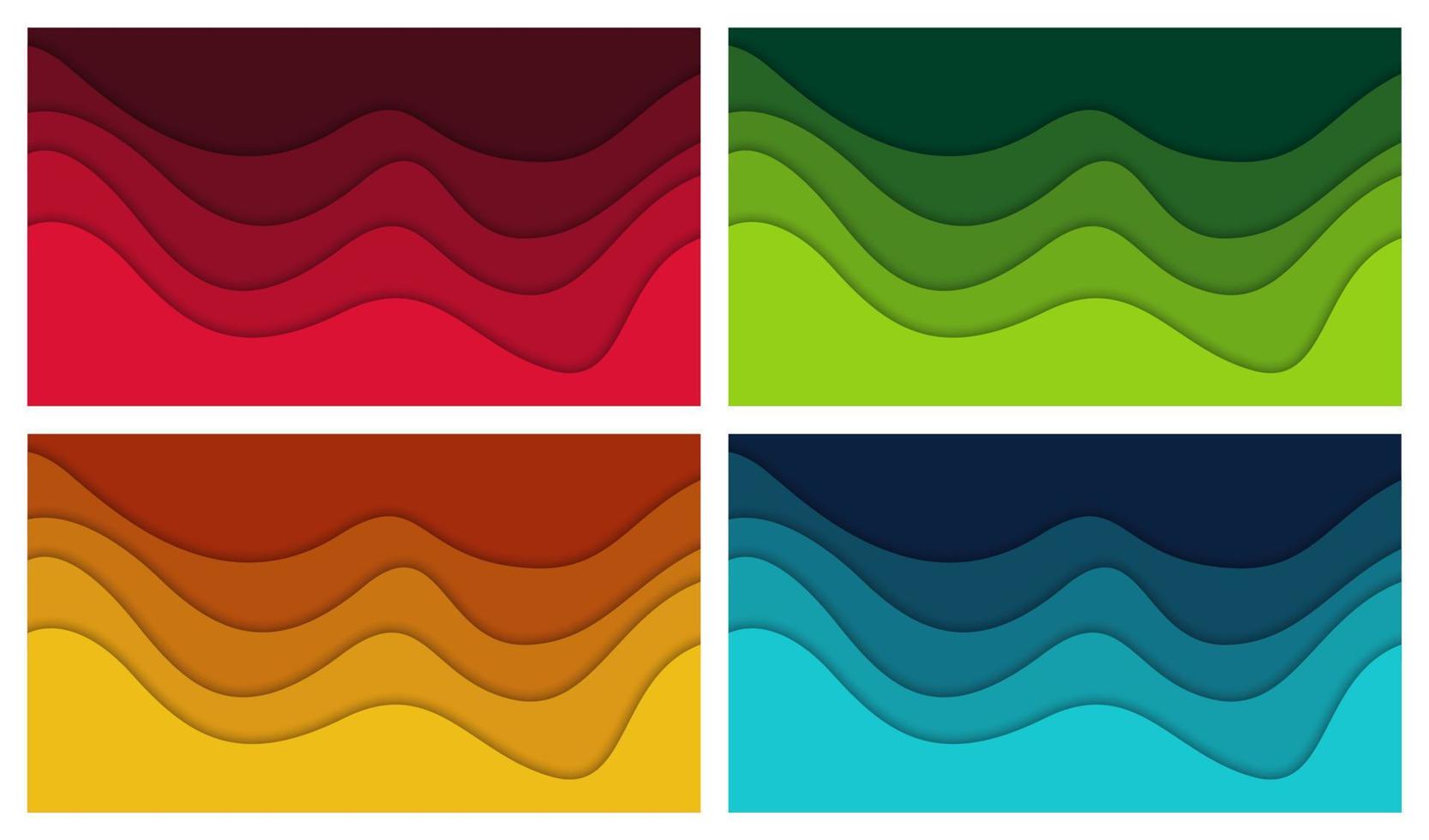 Set of 3D abstract background and paper cut shapes, vector illustration