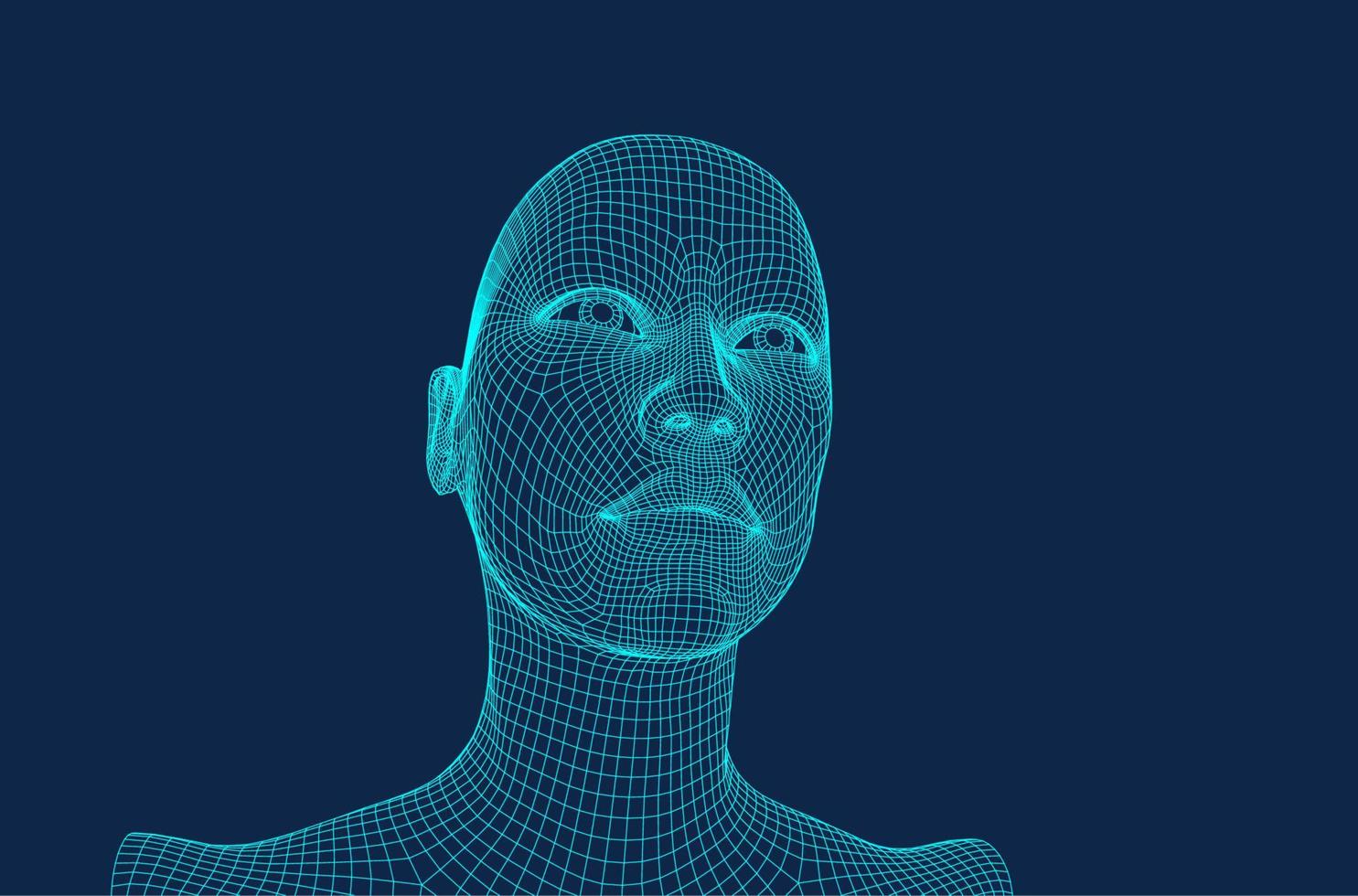 Ai digital brain. Artificial intelligence concept. Human head in robot digital computer interpretation.head concept. vector