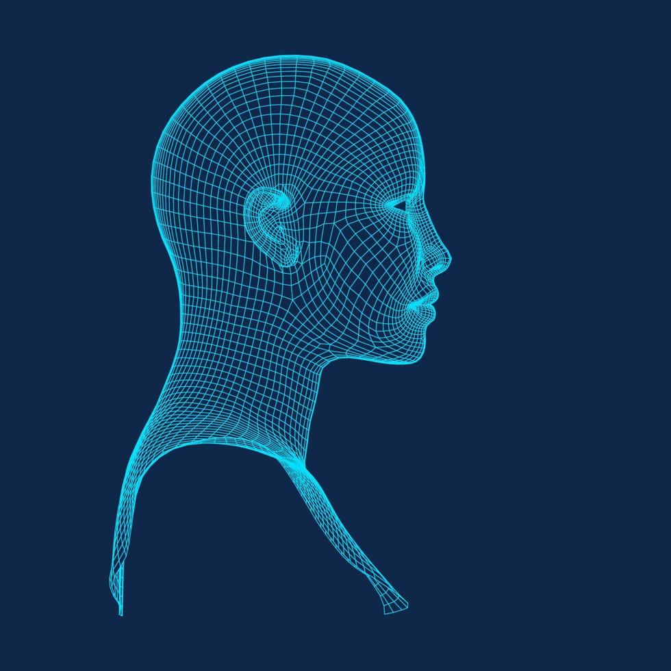 Ai digital brain. Artificial intelligence concept. Human head in robot digital computer interpretation.head concept. vector