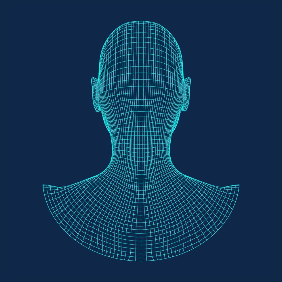 Ai digital brain. Artificial intelligence concept. Human head in robot digital computer interpretation.head concept. vector