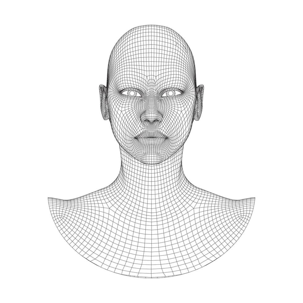 Ai digital brain. Artificial intelligence concept. Human head in robot digital computer interpretation.head concept. vector