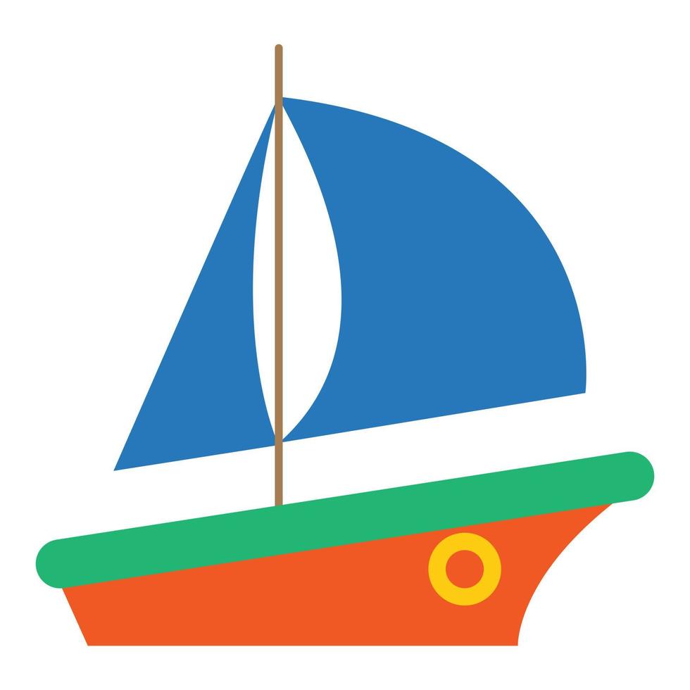 Children's colorful boat with sails. Vector illustration.