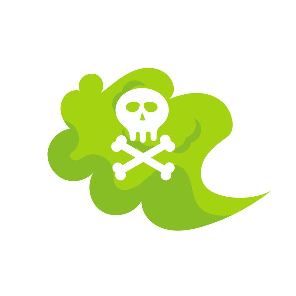 Green poison gas. Toxic icon and polluted cloud. Dangerous dust with skull and thick radiation fog. Death vapor and death smoke vector illustration concept. Mist dust industrial