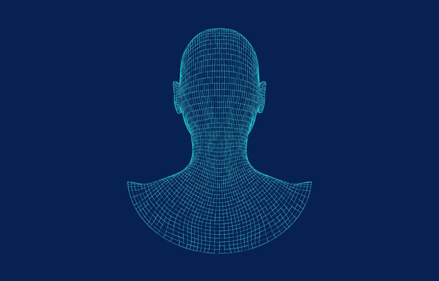 Ai digital brain. Artificial intelligence concept. Human head in robot digital computer interpretation.head concept. vector