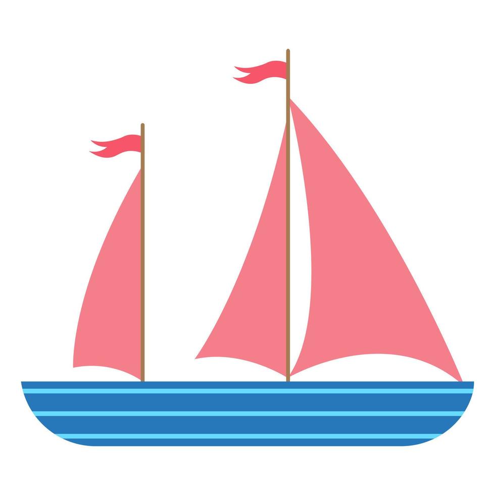Children's colorful boat with sails. Vector illustration.