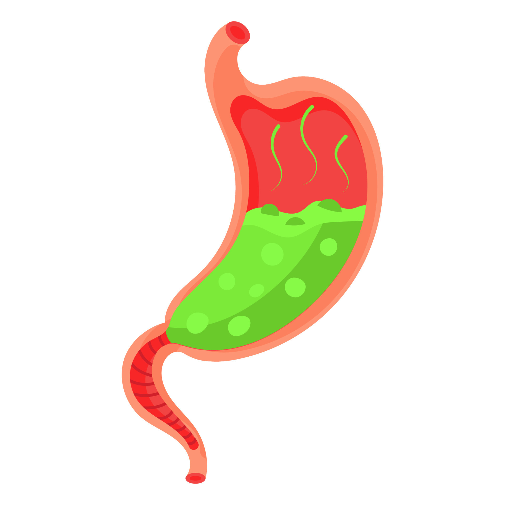 Full stomach. Heaviness of stomach, bloating, pain in the alimentary